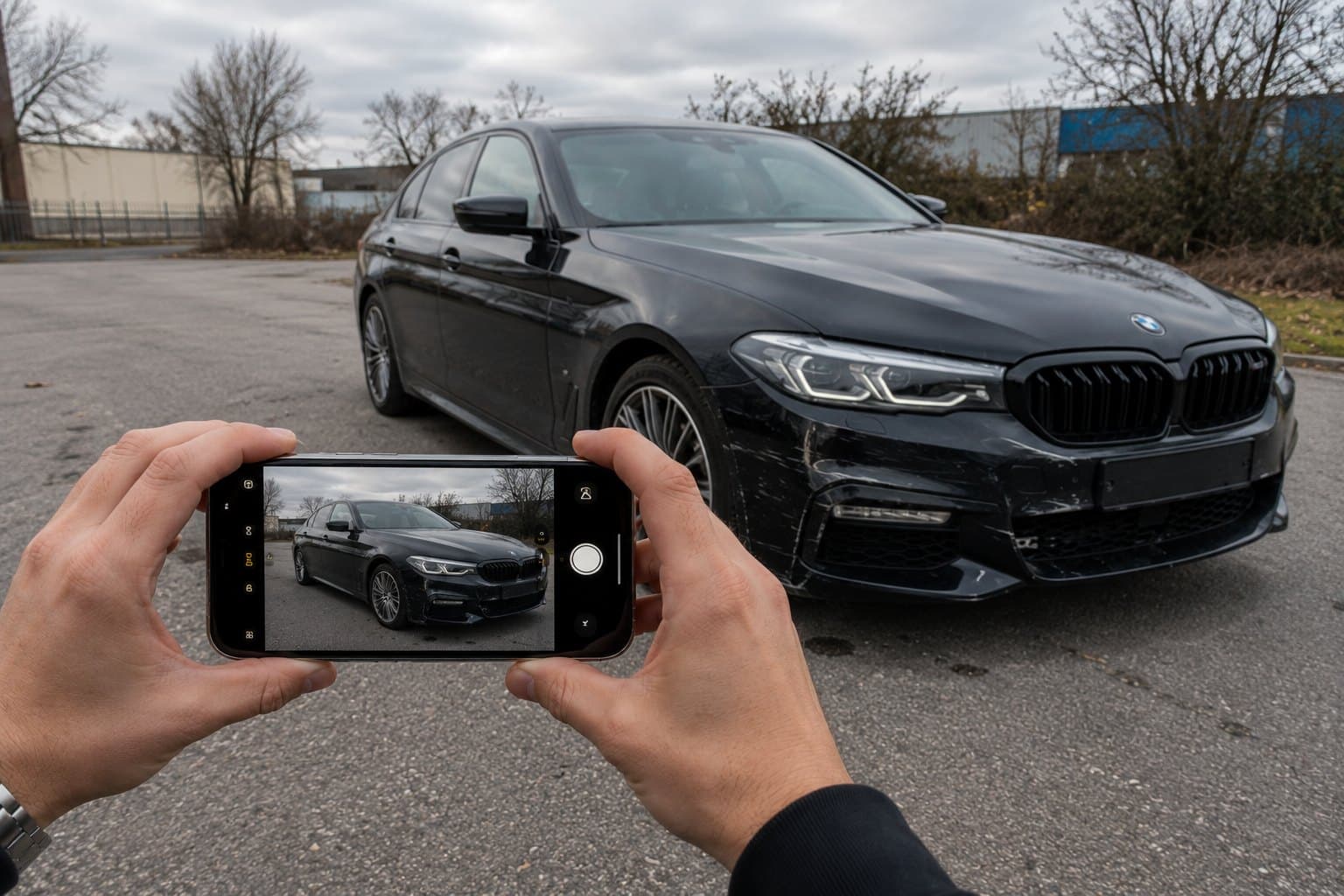 Fotodokumentation eines Unfallschadens für das Gutachten